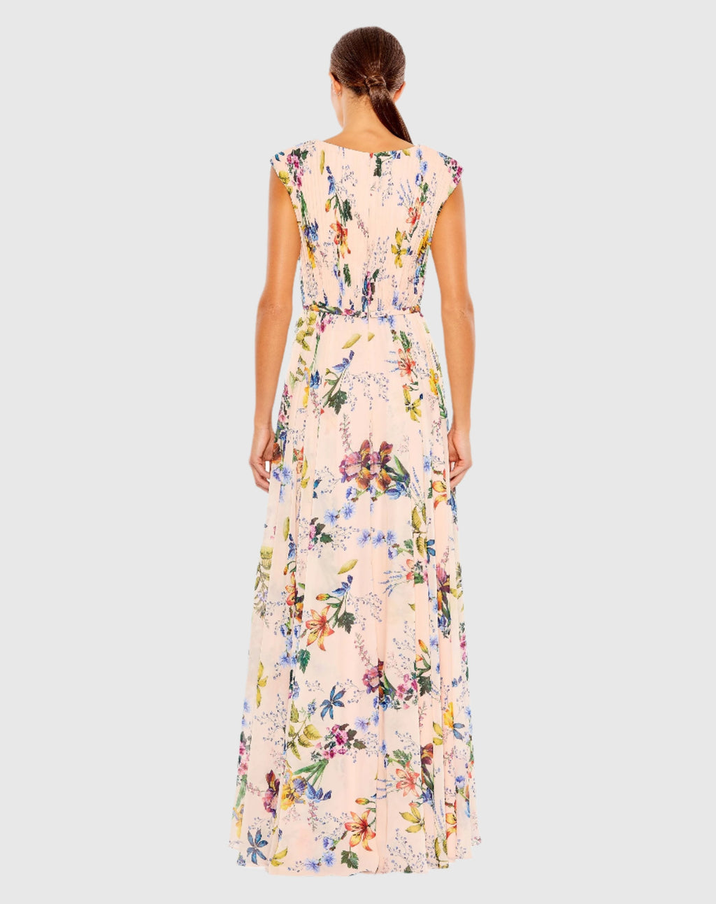 Women's Pink Dress Floral - Pink Pleated Chiffon