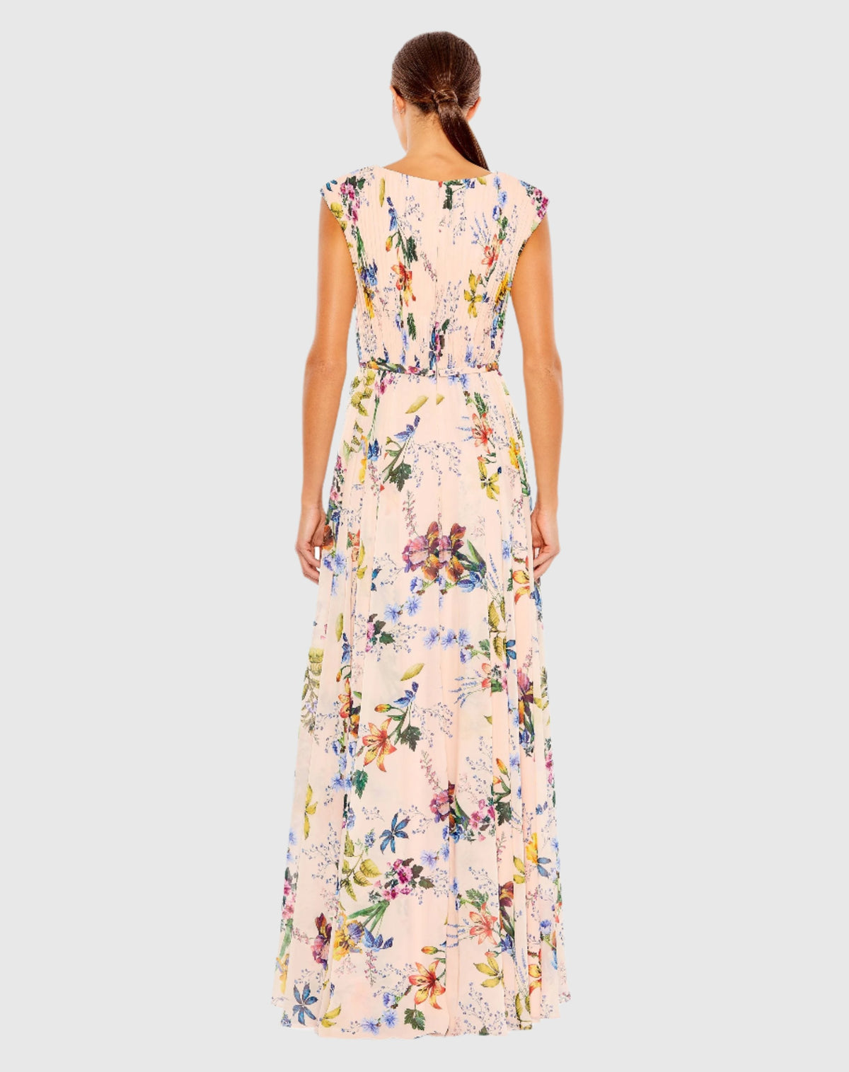 Women's Pink Dress Floral - Pink Pleated Chiffon