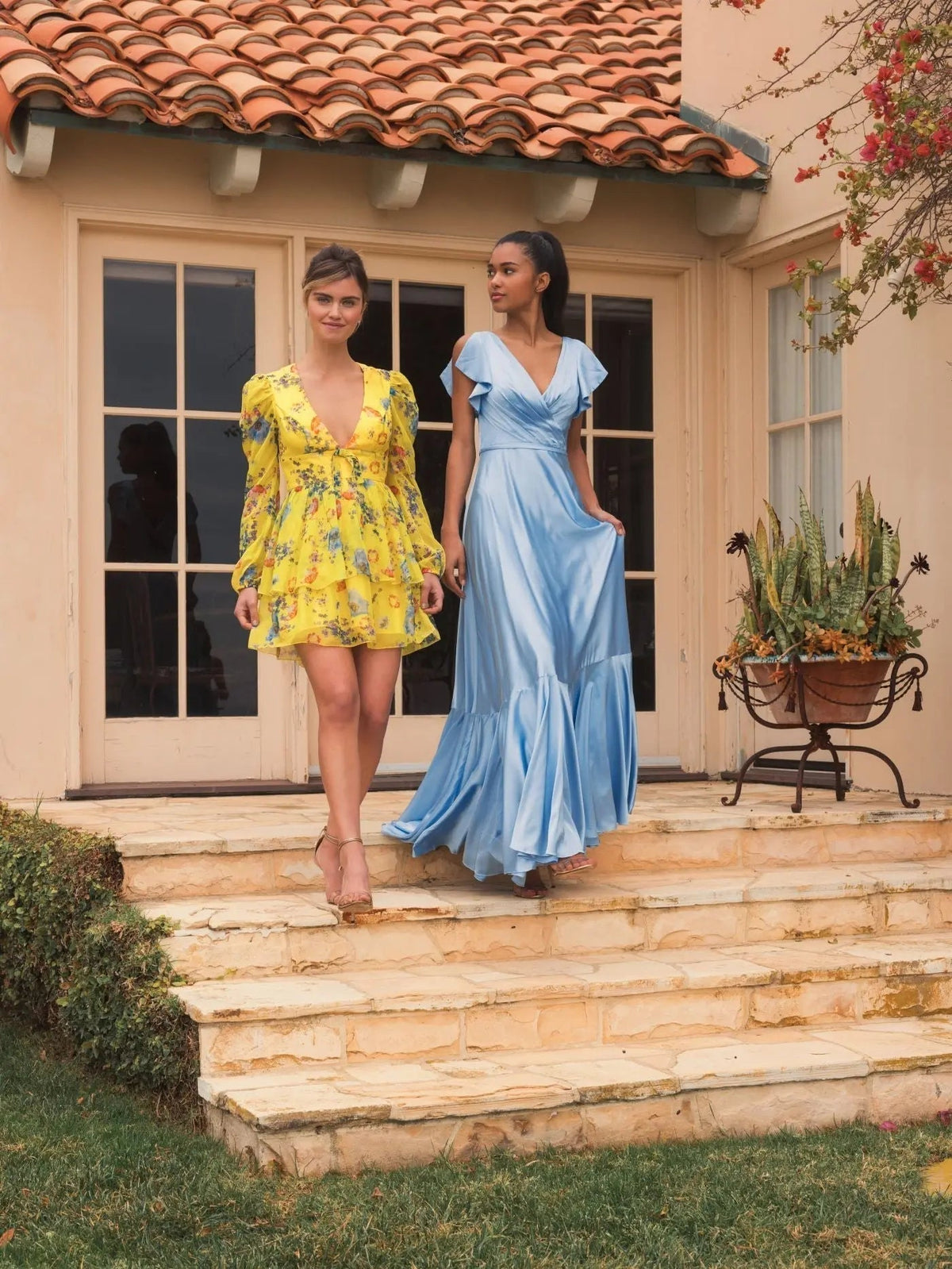 Women's Blue Dress Satin - Blue Pleated
