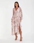 Women's Pink Dress Floral - Pink Ruffle Pleated