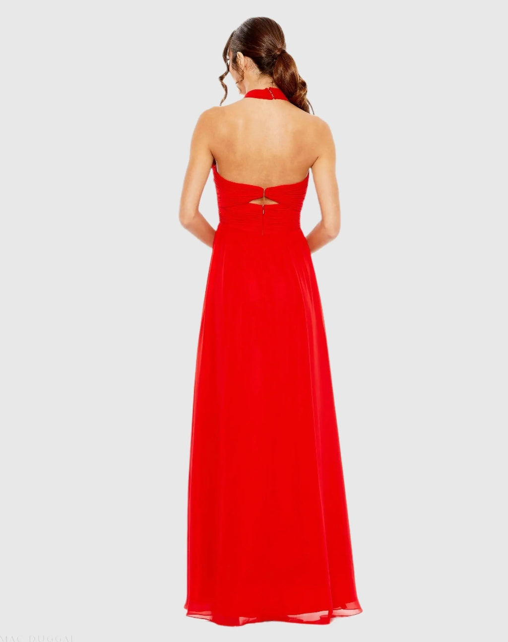 Women's Red Dress Halter Ruched