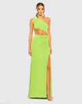 Women's Green Ruched One-Shoulder Dress