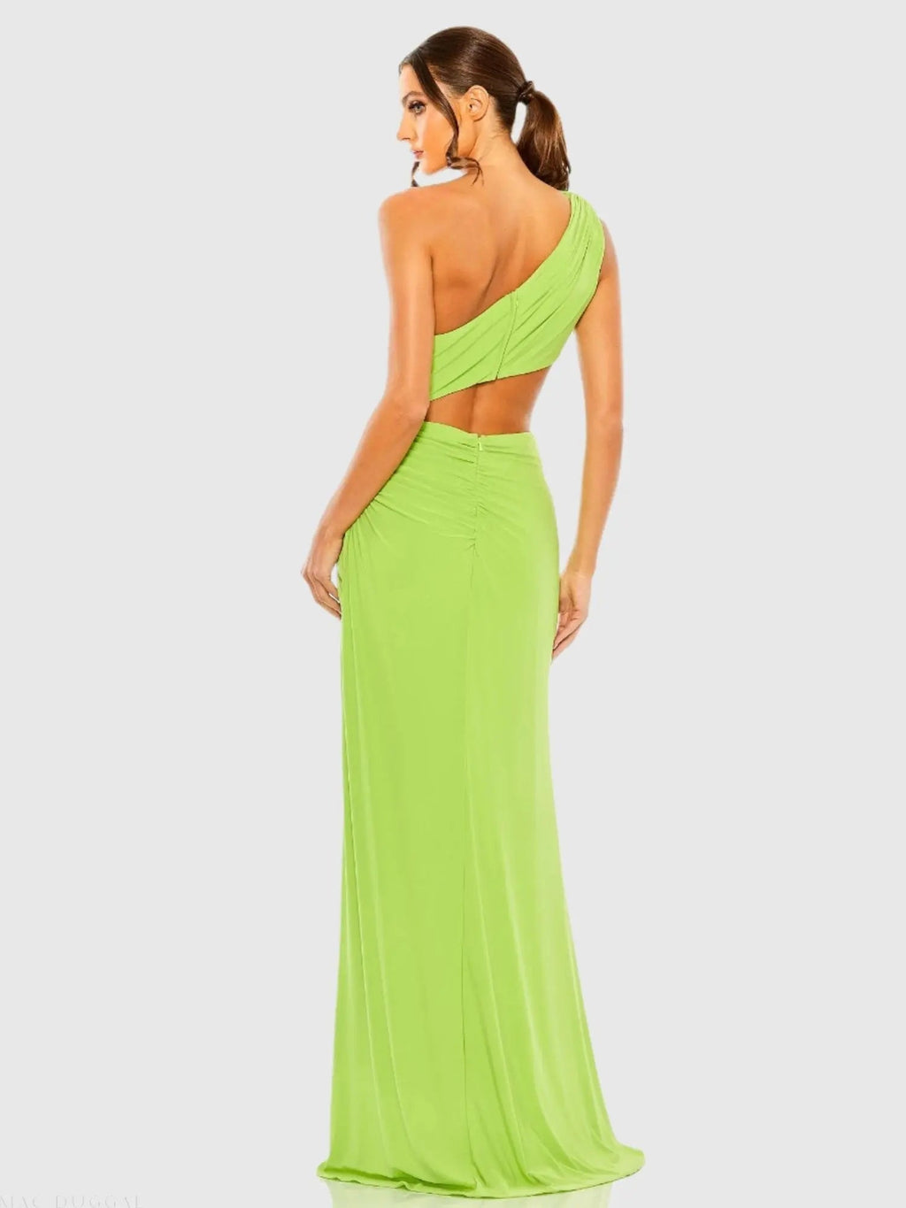 Women's Green Ruched One-Shoulder Dress