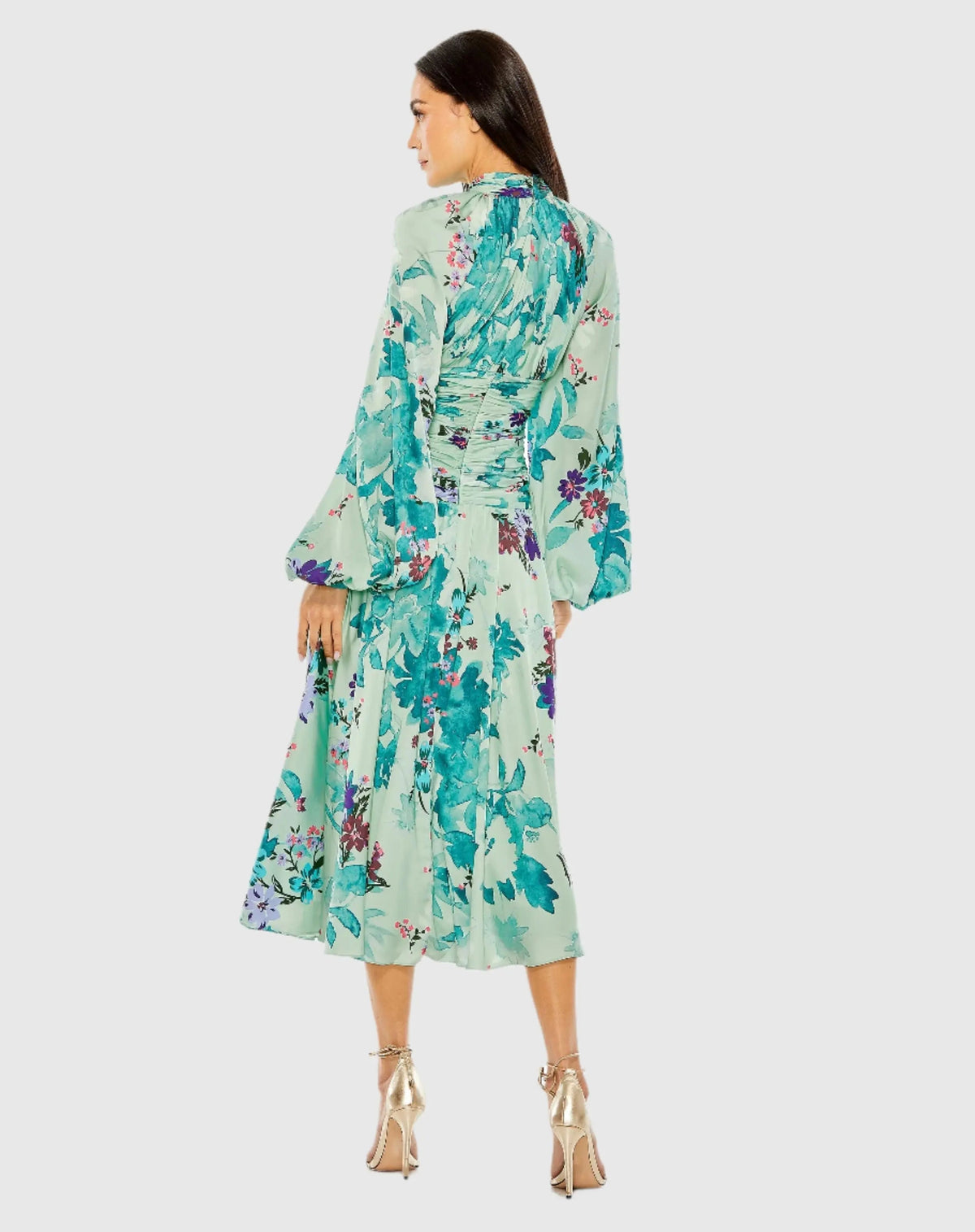 Women's Green Dress Satin Floral