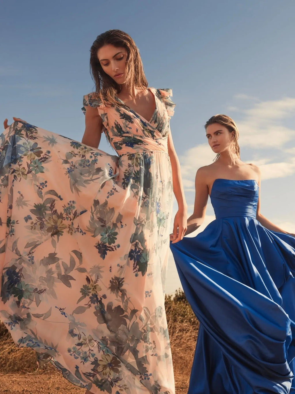 Women's Blue Dress Strapless Ruched