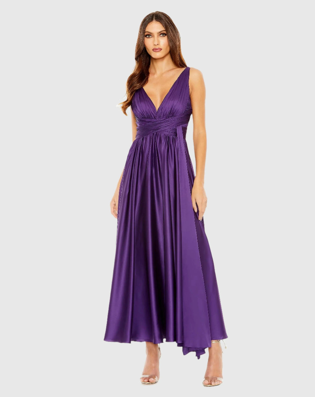 Women's Purple Dress Satin Ruched