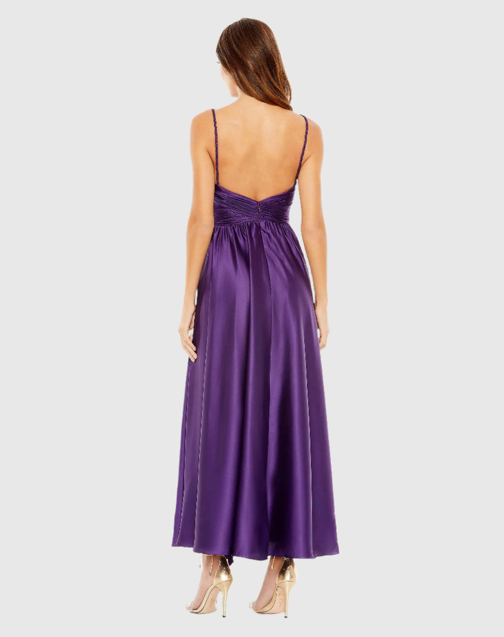 Women's Purple Dress Satin Ruched