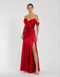 Women's Red Dress Satin - Black Ruched
