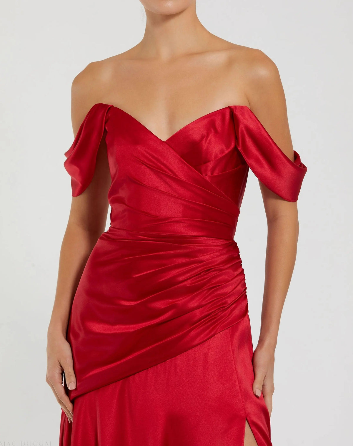 Women's Red Dress Satin - Black Ruched