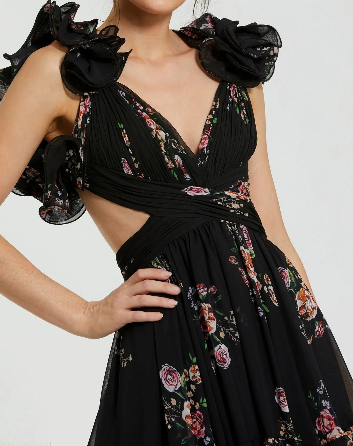 Women's Black Dress Floral - 56054