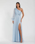 Women's Blue Dress - Blue One-Shoulder Chiffon