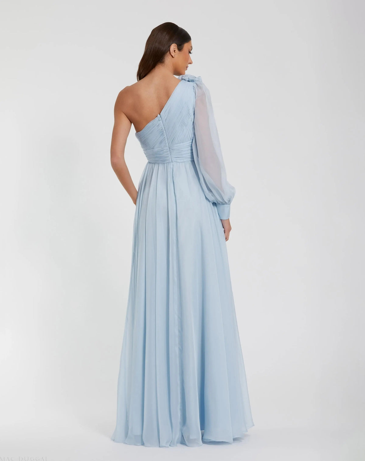Women's Blue Dress - Blue One-Shoulder Chiffon