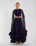 Women's Purple Dress - Purple Ruffle Cutout