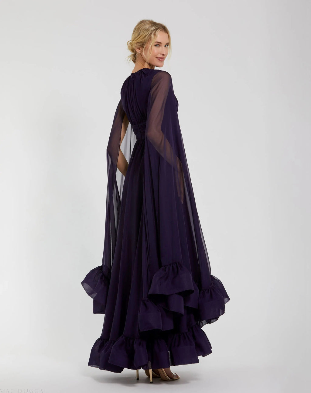 Women's Purple Dress - Purple Ruffle Cutout