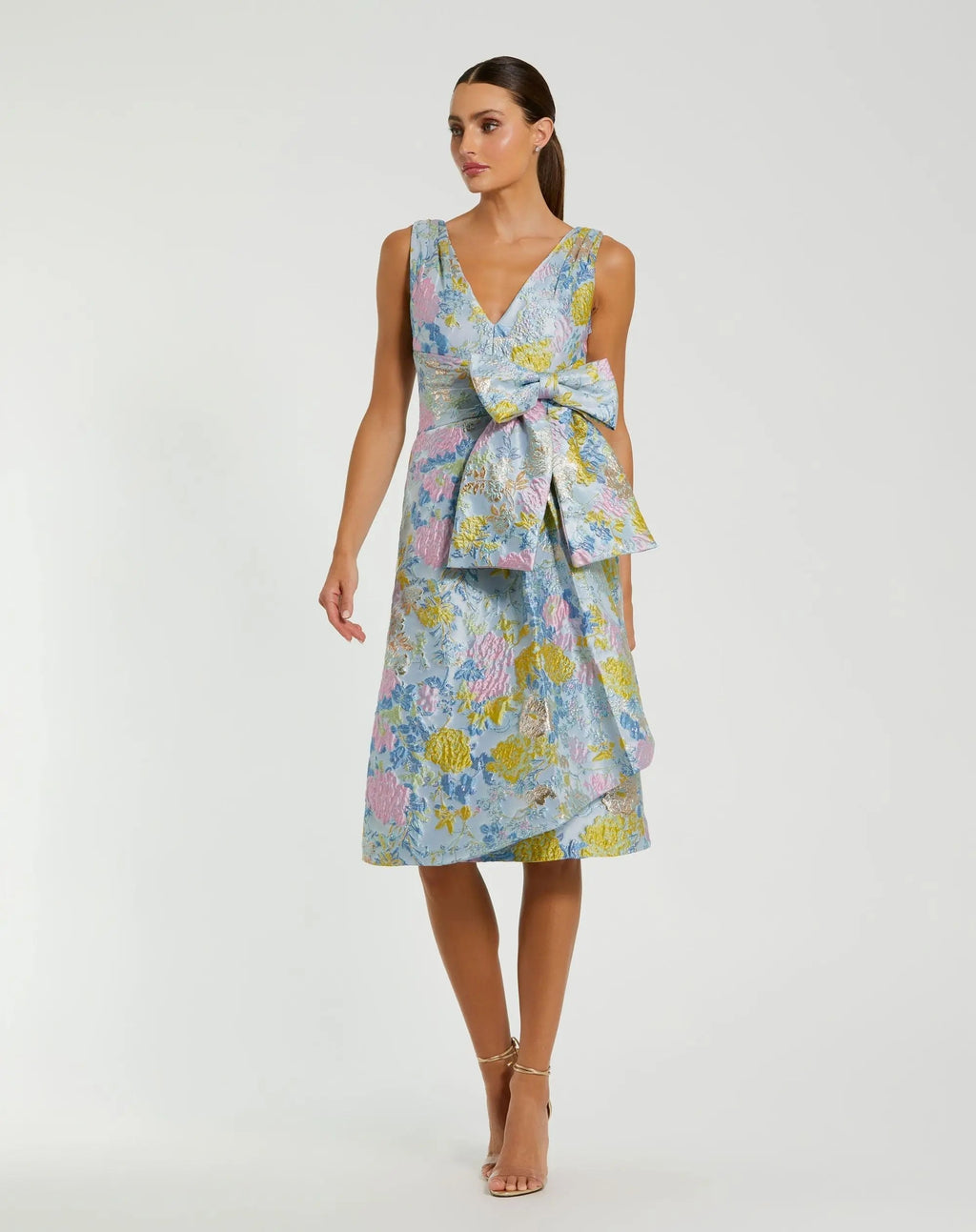 Women's Blue Midi Dress Floral Sleeveless