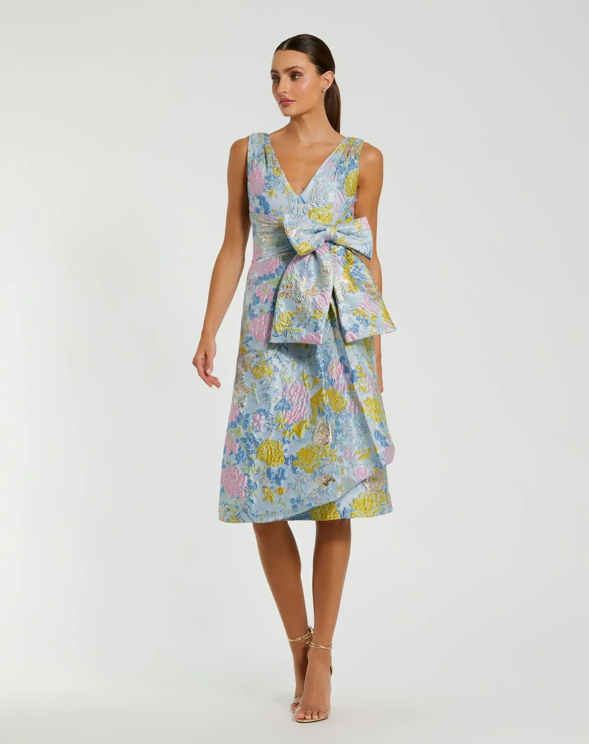Women's Blue Midi Dress Floral Sleeveless