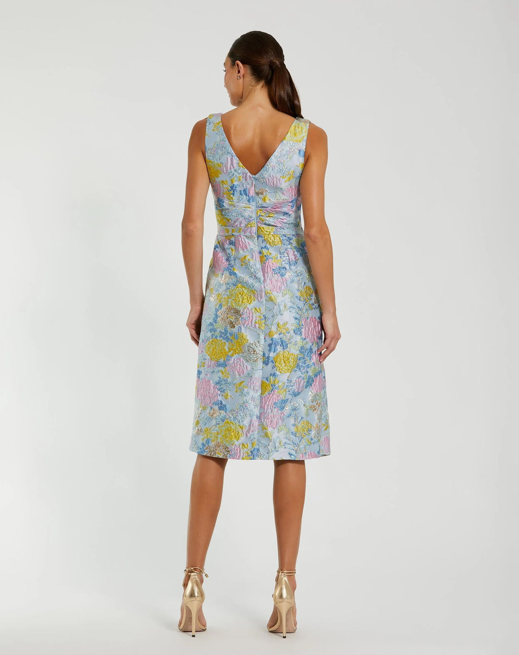 Women's Blue Midi Dress Floral Sleeveless