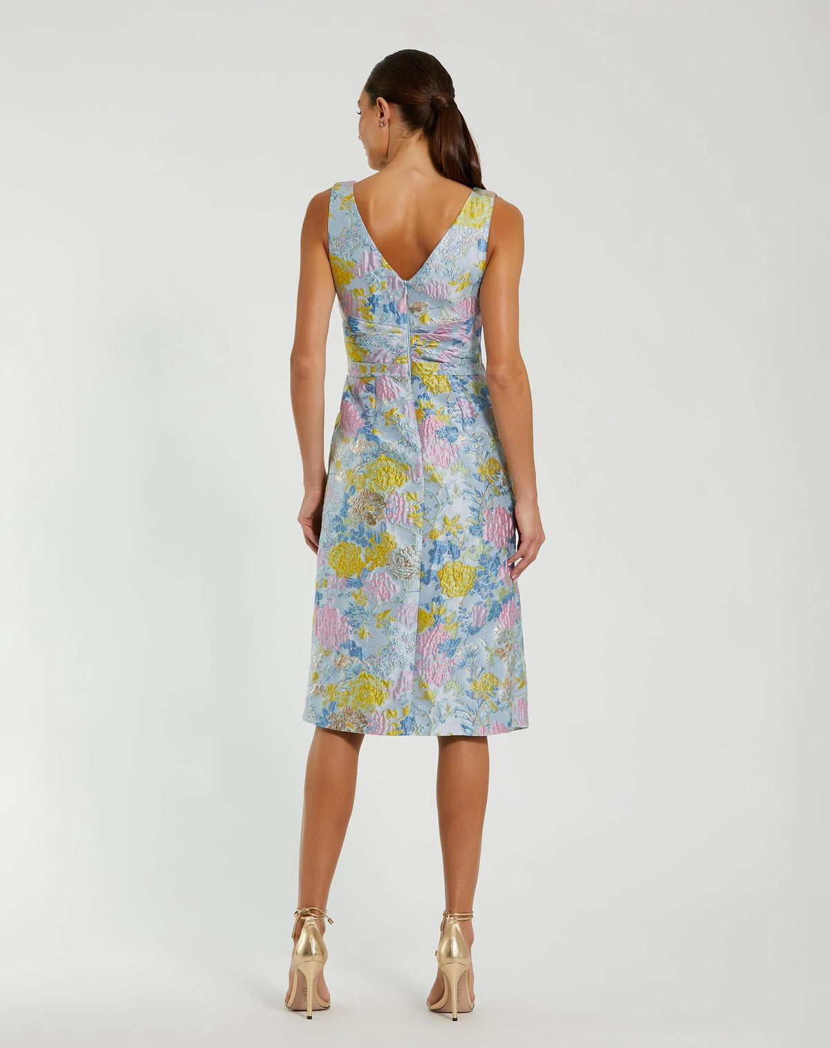 Women's Blue Midi Dress Floral Sleeveless
