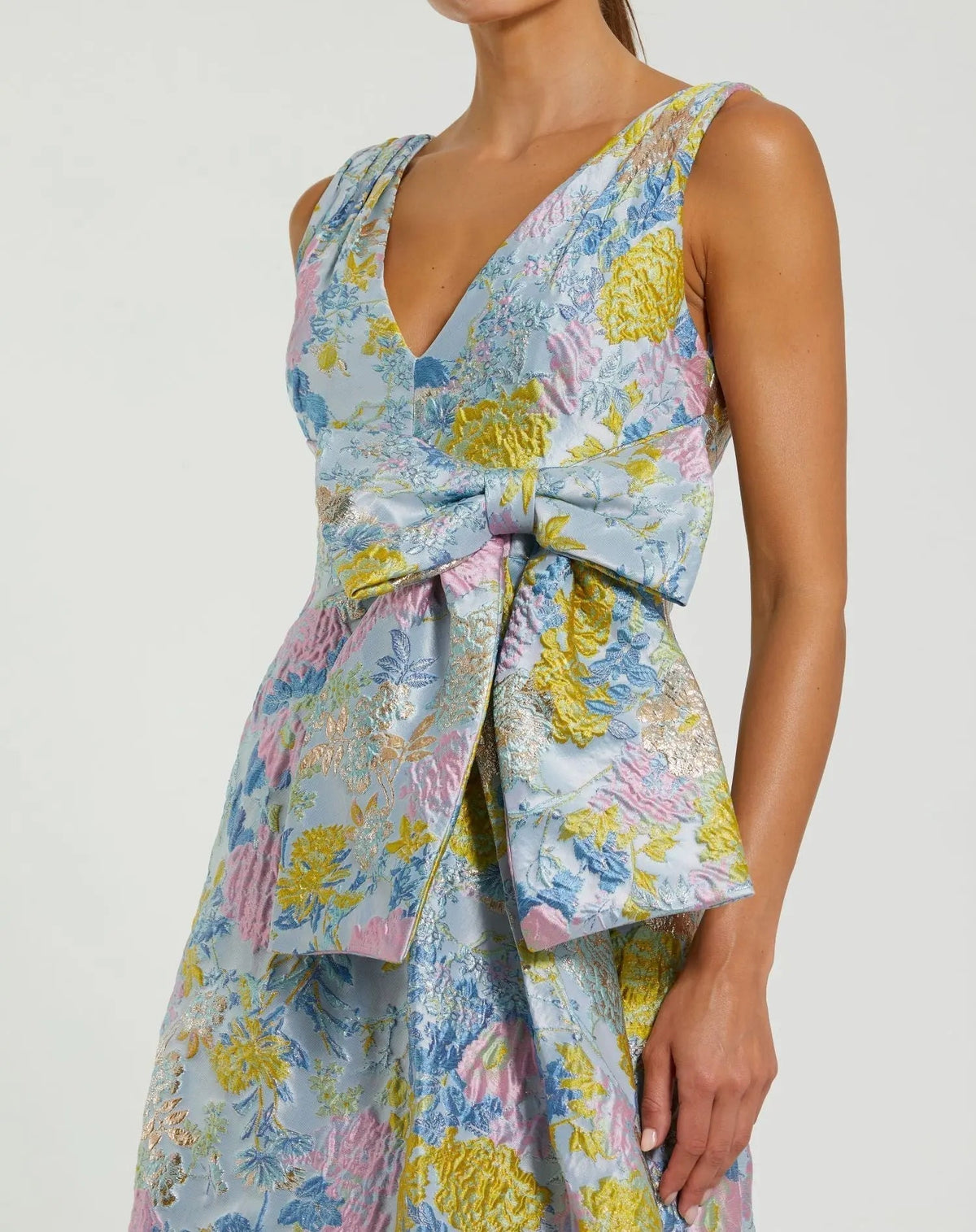 Women's Blue Midi Dress Floral Sleeveless