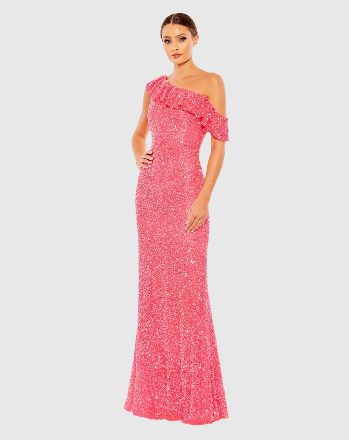 Women's Dress Sequin - Ruffle One-Shoulder