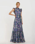 Women's Purple Dress - Purple Floral Ruffle