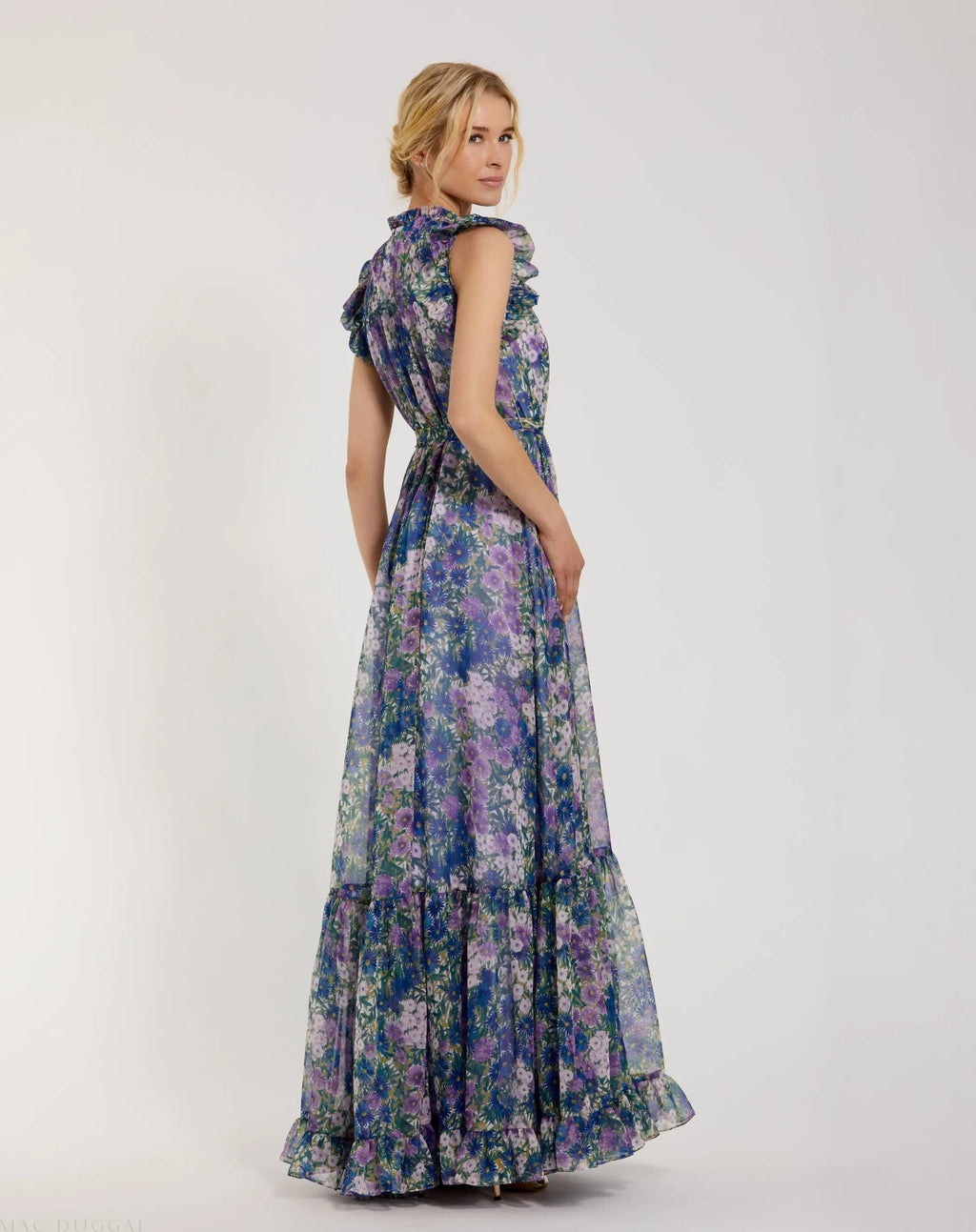 Women's Purple Dress - Purple Floral Ruffle