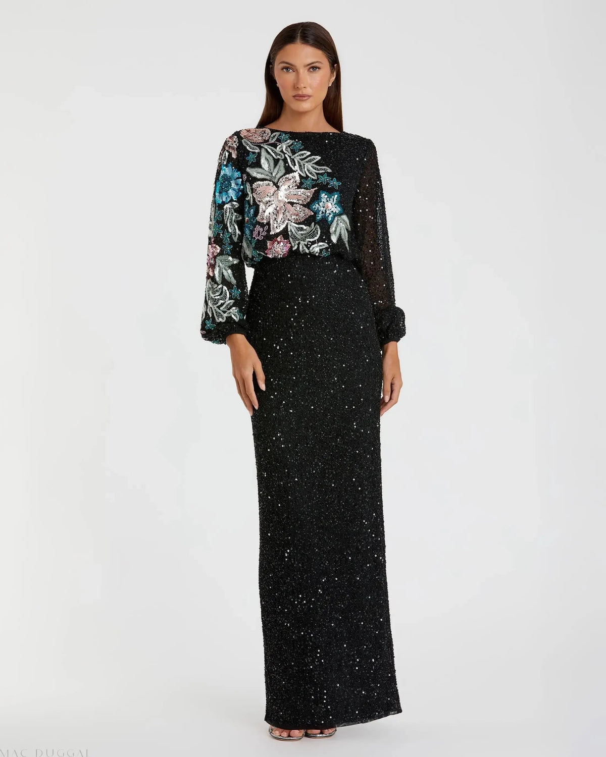 Women's Black Dress Sequin - Black Floral