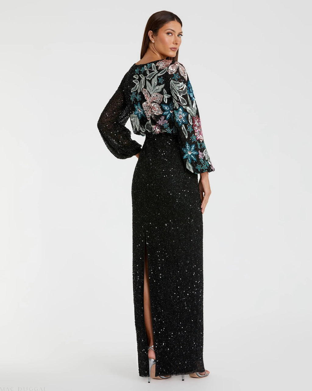 Women's Black Dress Sequin - Black Floral