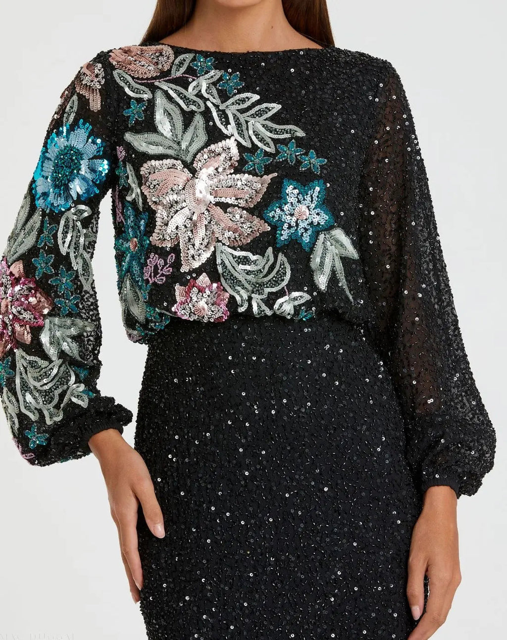 Women's Black Dress Sequin - Black Floral
