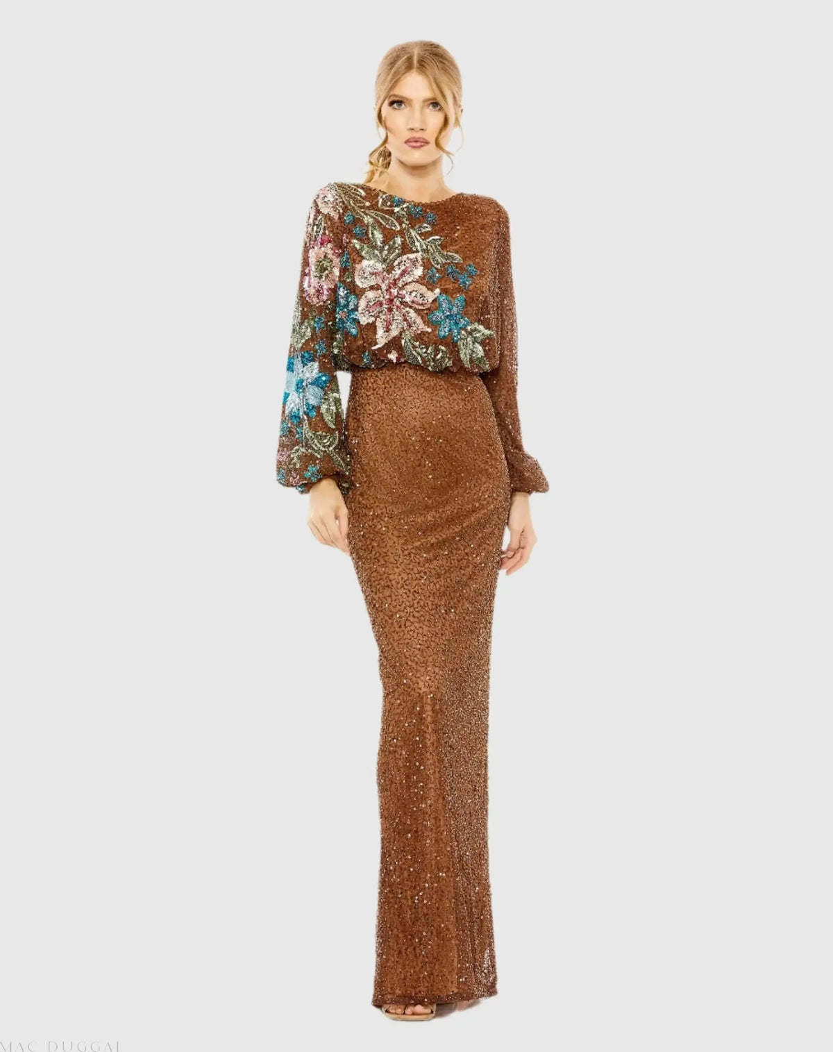 Women's Brown Dress Sequin - Brown Floral