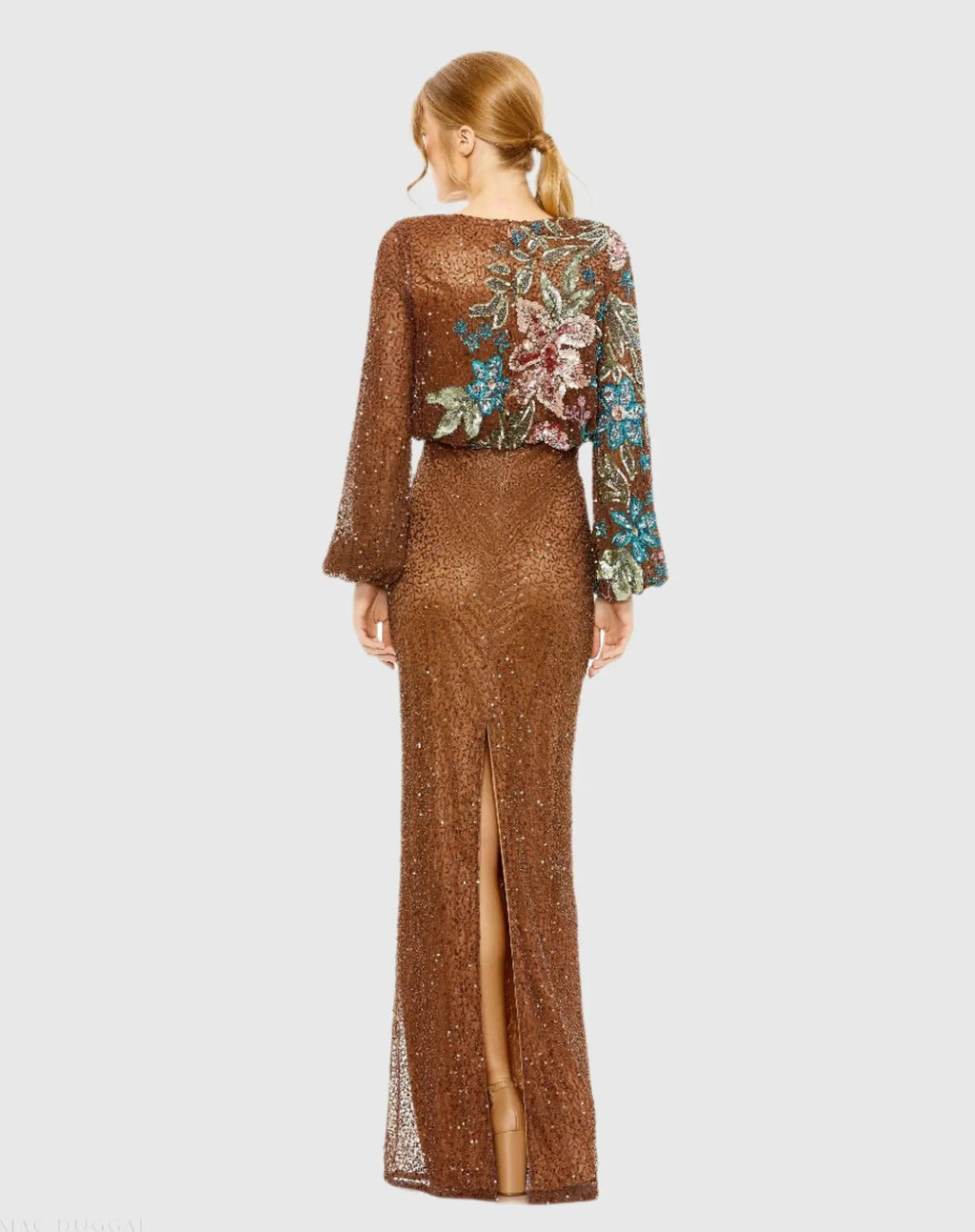 Women's Brown Dress Sequin - Brown Floral