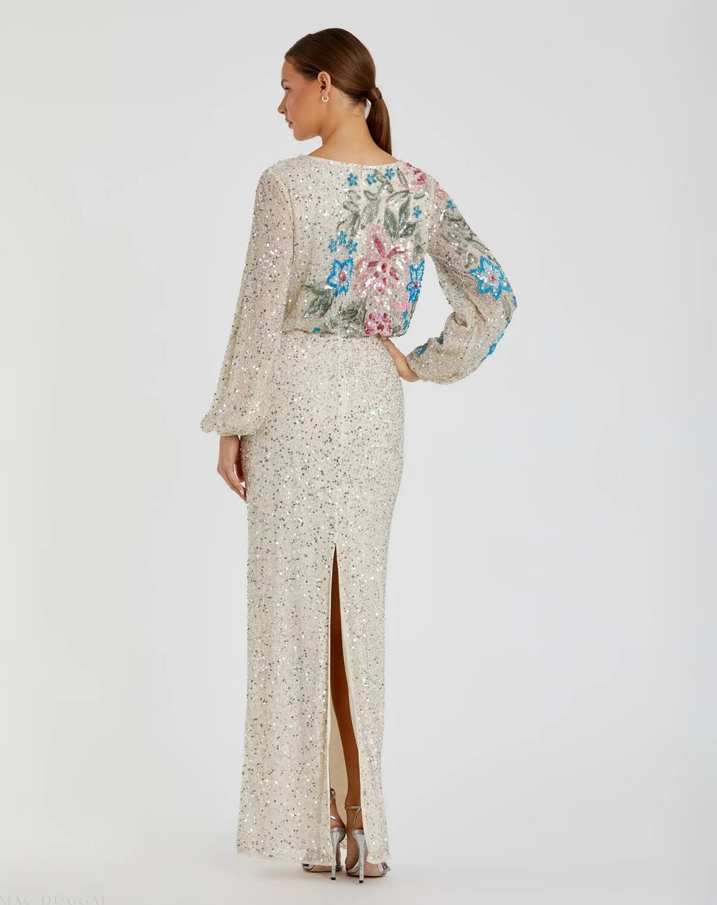 Women's Beige Dress Sequin - Beige Floral