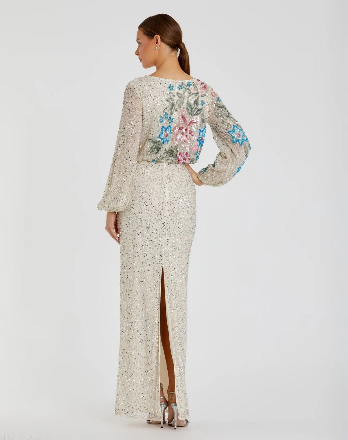 Women's Beige Dress Sequin - Beige Floral