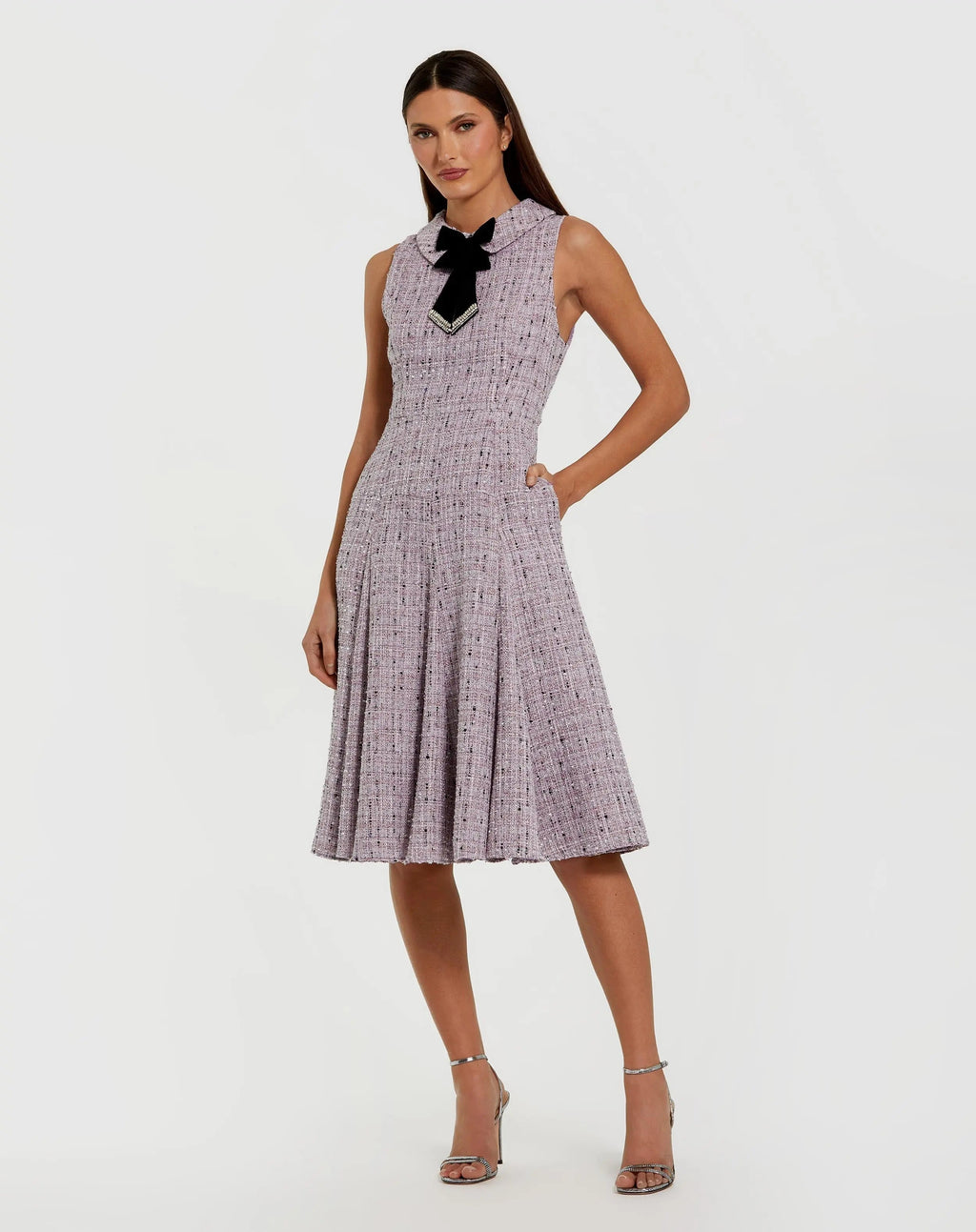 Women's Purple Midi Dress Sleeveless - Purple Velvet