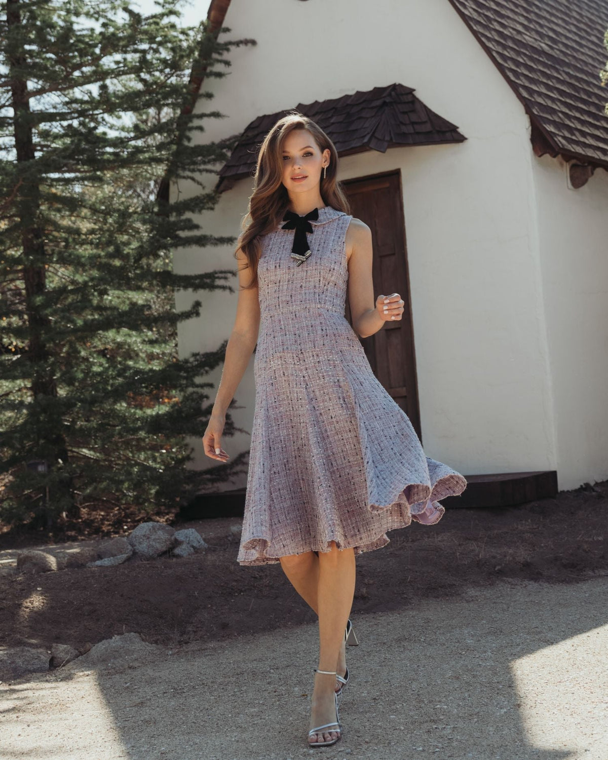 Women's Purple Midi Dress Sleeveless - Purple Velvet