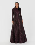 Women's Purple Dress Sequin - Purple Floral Mesh