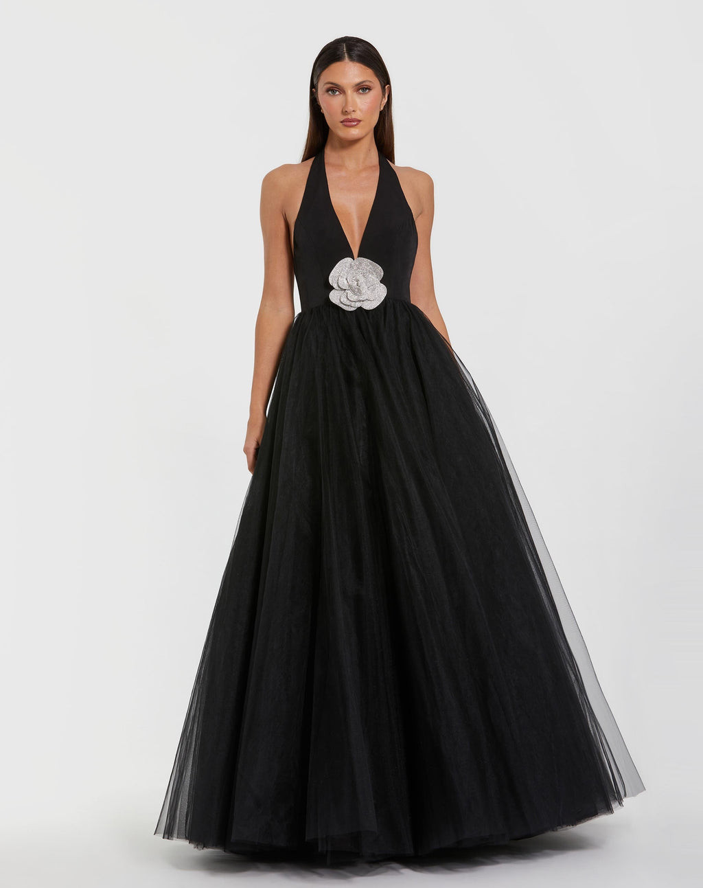 Women's Black Dress Halter - Black Floral