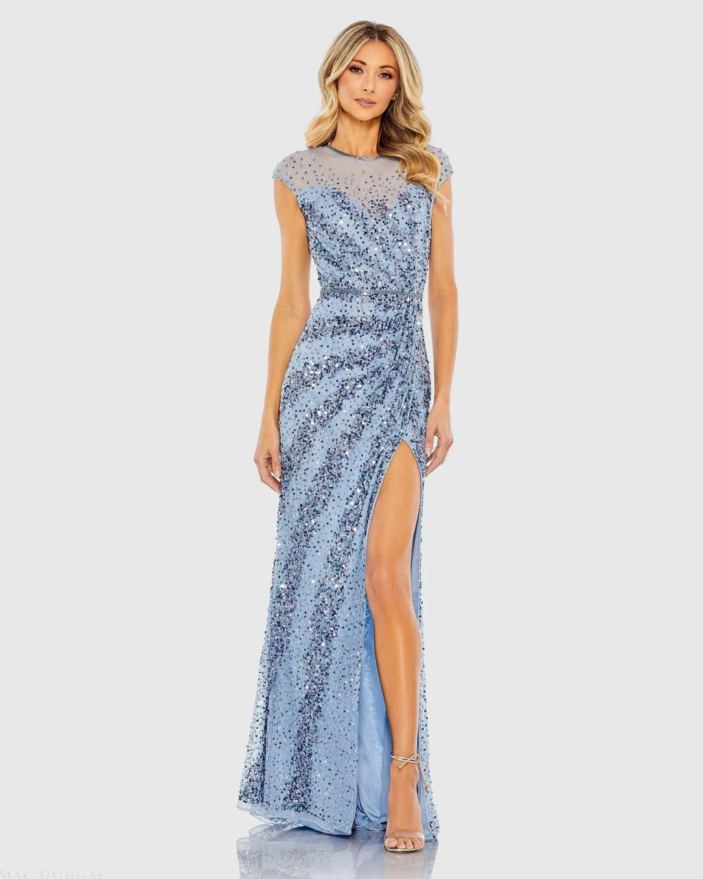 Women's Blue Dress - Black Sequin Mesh