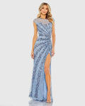 Women's Blue Dress - Black Sequin Mesh