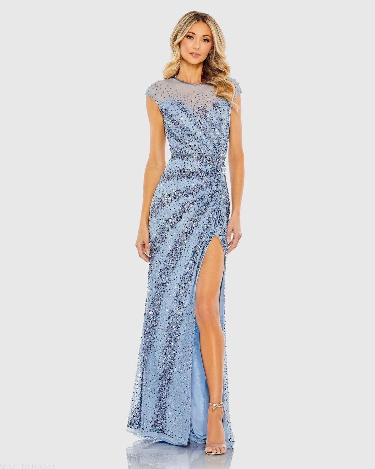 Women's Blue Dress - Black Sequin Mesh