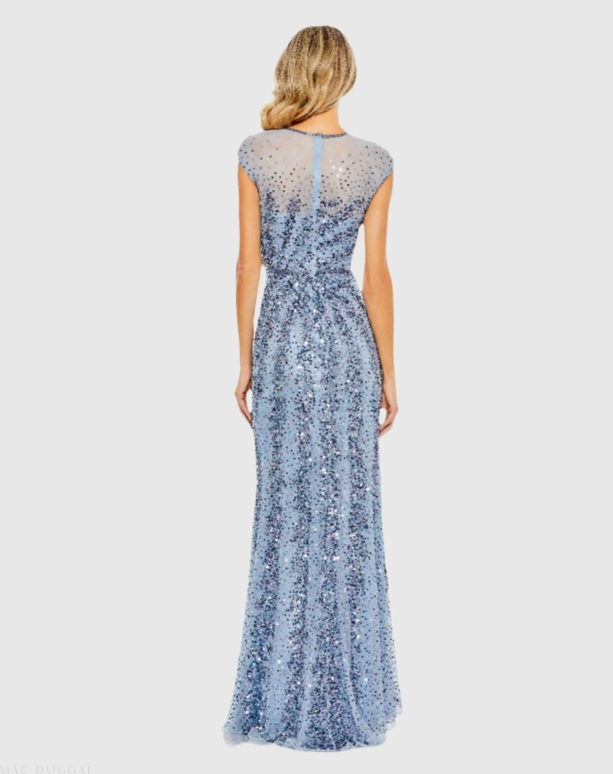 Women's Blue Dress - Black Sequin Mesh