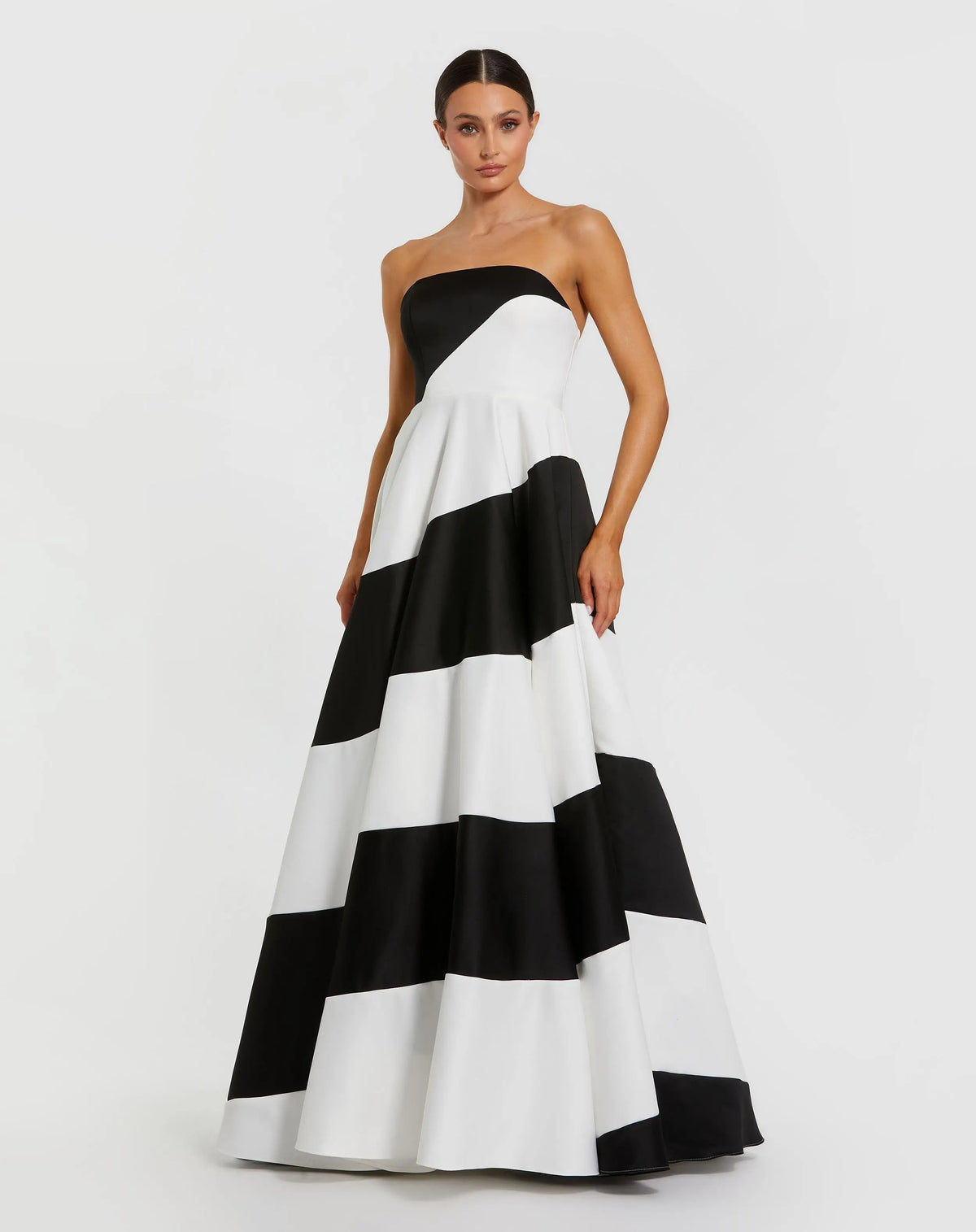 Women's Black Dress Satin Strapless - 56190