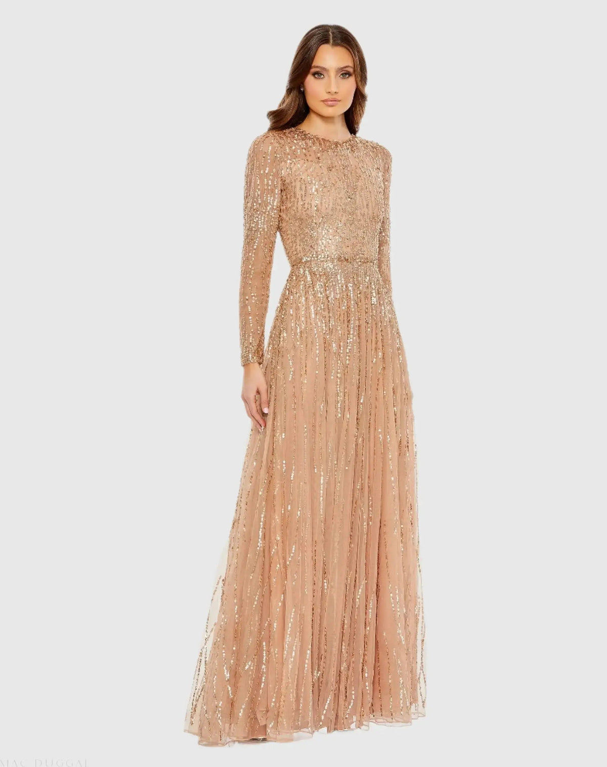 Women's Beige Dress - Beige Sequin Mesh