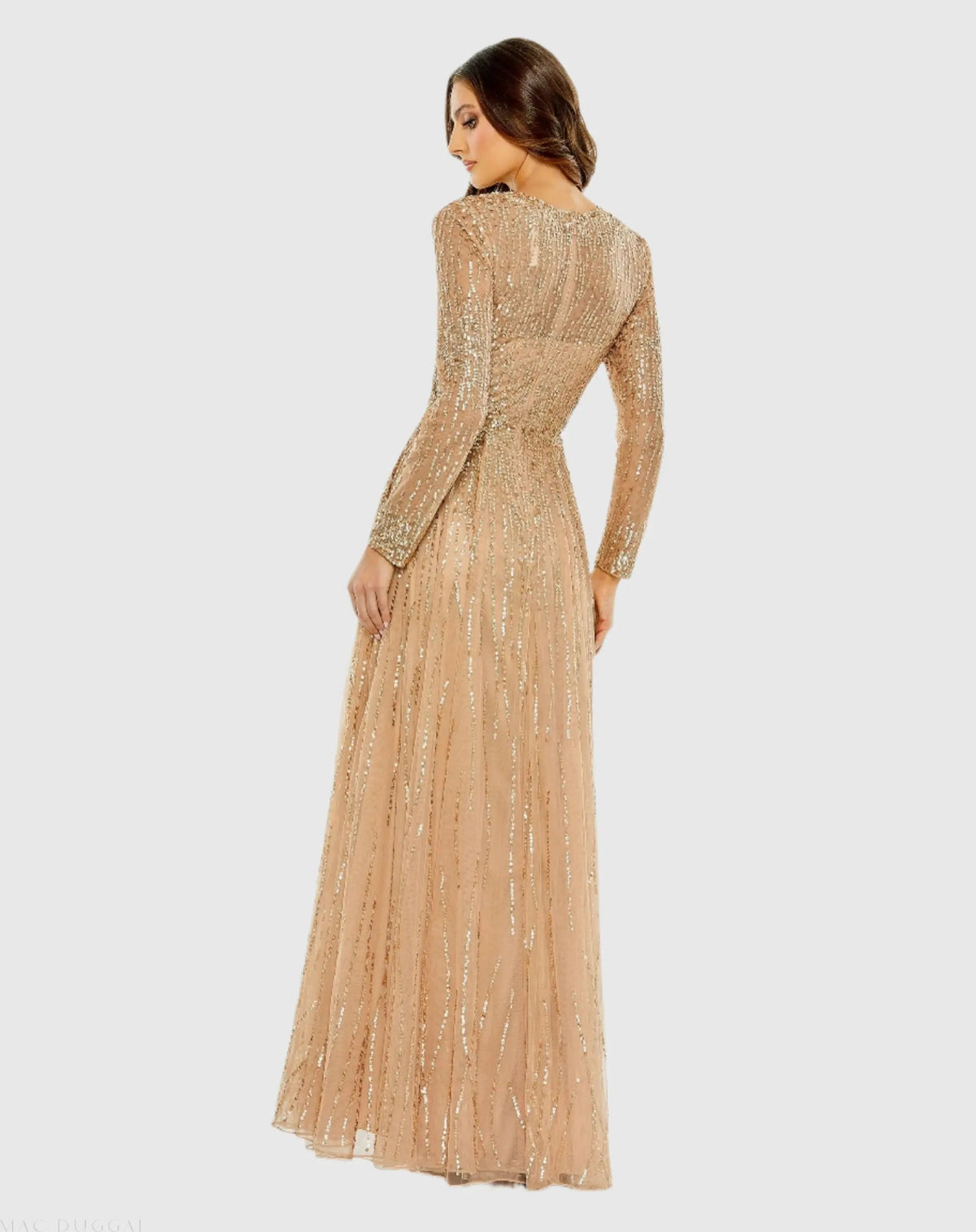 Women's Beige Dress - Beige Sequin Mesh