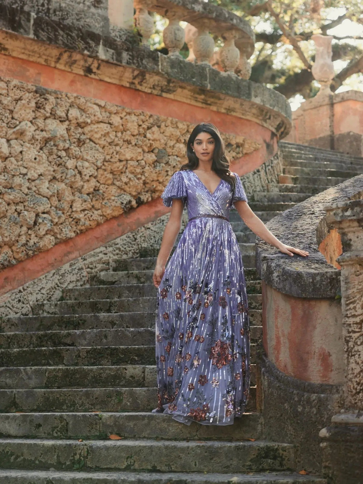 Women's Purple Dress - Neck Gown