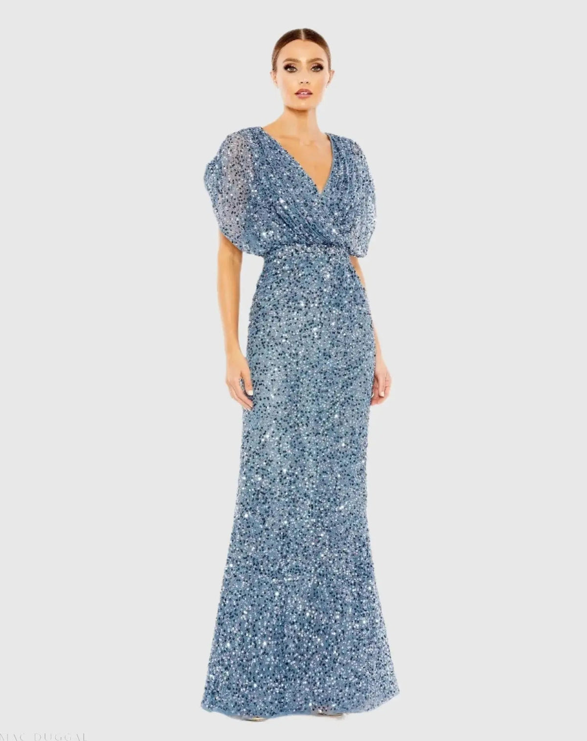 Women's Blue Dress - Black Sequin Ruched
