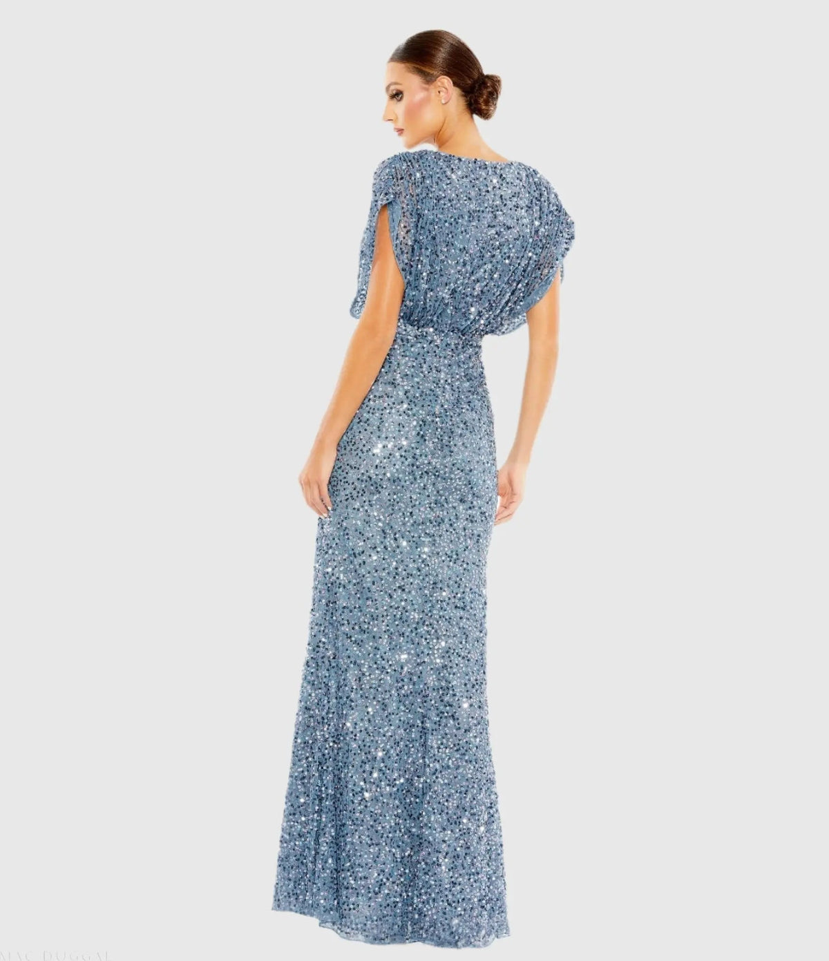 Women's Blue Dress - Black Sequin Ruched