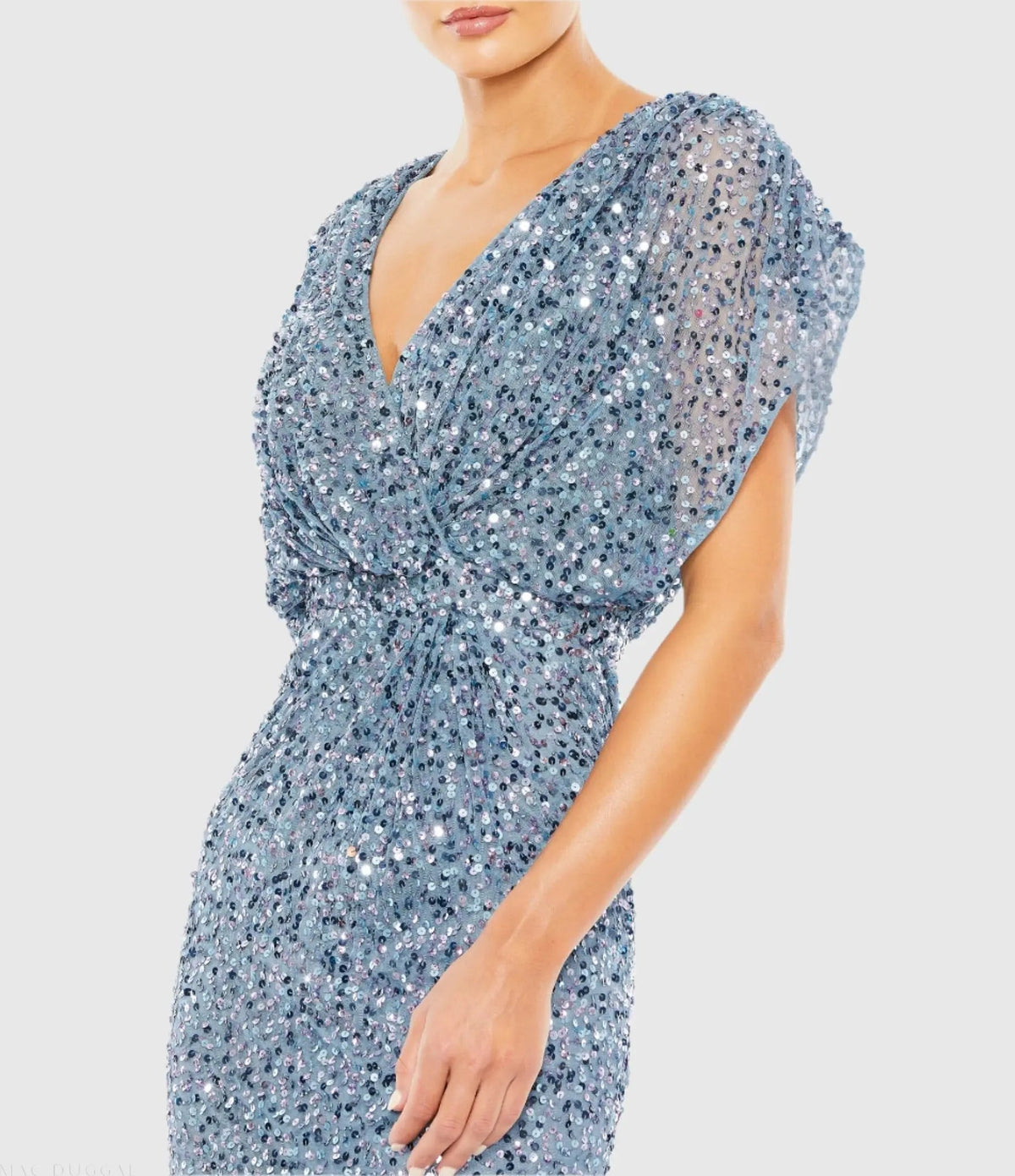 Women's Blue Dress - Black Sequin Ruched