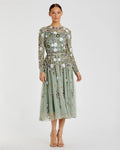 Women's Midi Dress Floral Sequin - Neck Midi