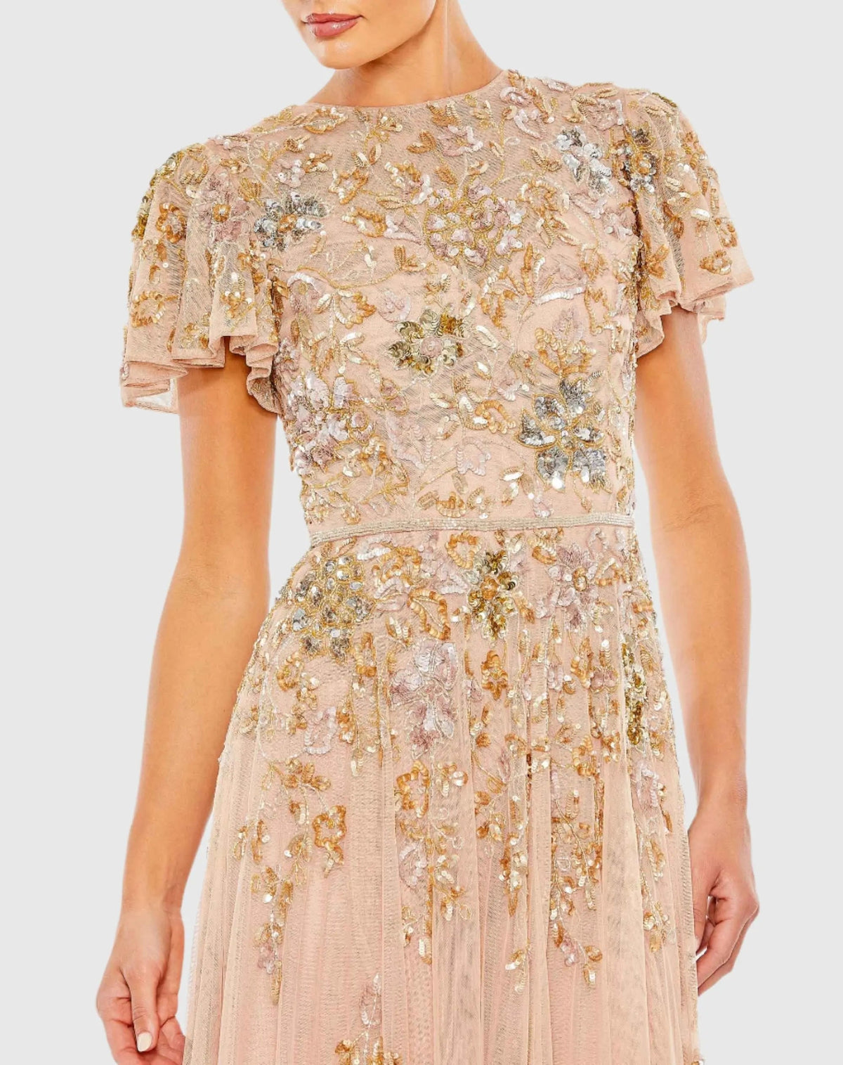 Women's Pink Dress - Pink Sequin Floral
